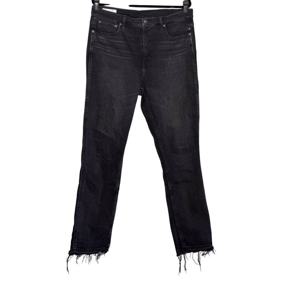 Gap Vintage Slim High Rise Frayed Hem Jeans 33 inch Size 16 Tall